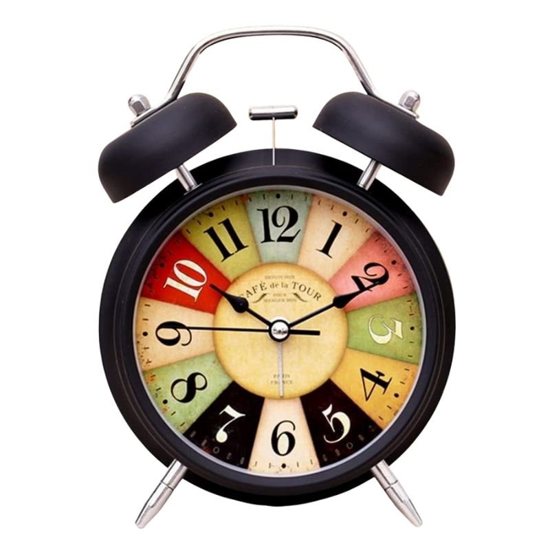 Twin Bell Table Clock (Black)